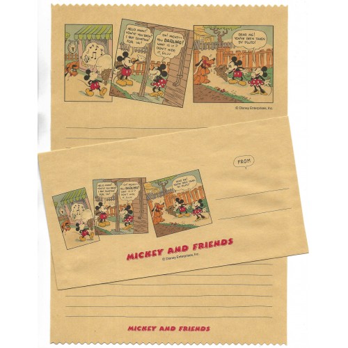 Conjunto de Papel de Carta Antigo Importado Disney Mickey & Friends