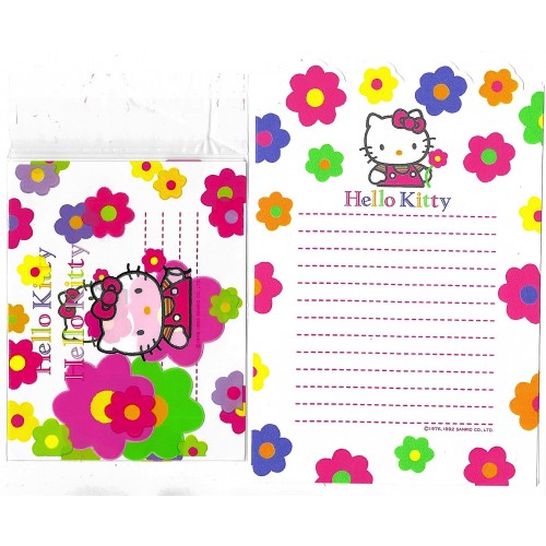 Ano 1992. Conjunto de Papel de Carta Hello Kitty Flowers Sanrio