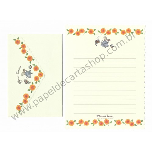 Ano 1993. Conjunto de Papel de Carta Marron Cream CAM Vintage Sanrio