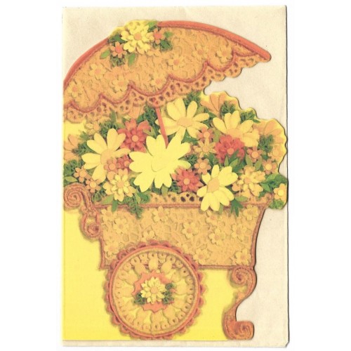 Cartão Antigo Carro de Flores Lanzara Hallmark