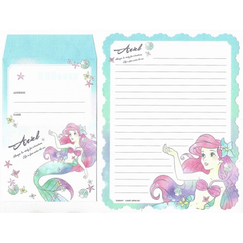 Capa & Kit 2 Conjuntos de Papel de Carta Disney Ariel KAMIO Japan