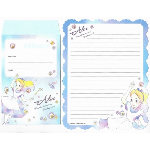 Capa & Kit 2 Conjuntos de Papel de Carta Disney Alice KAMIO Japan
