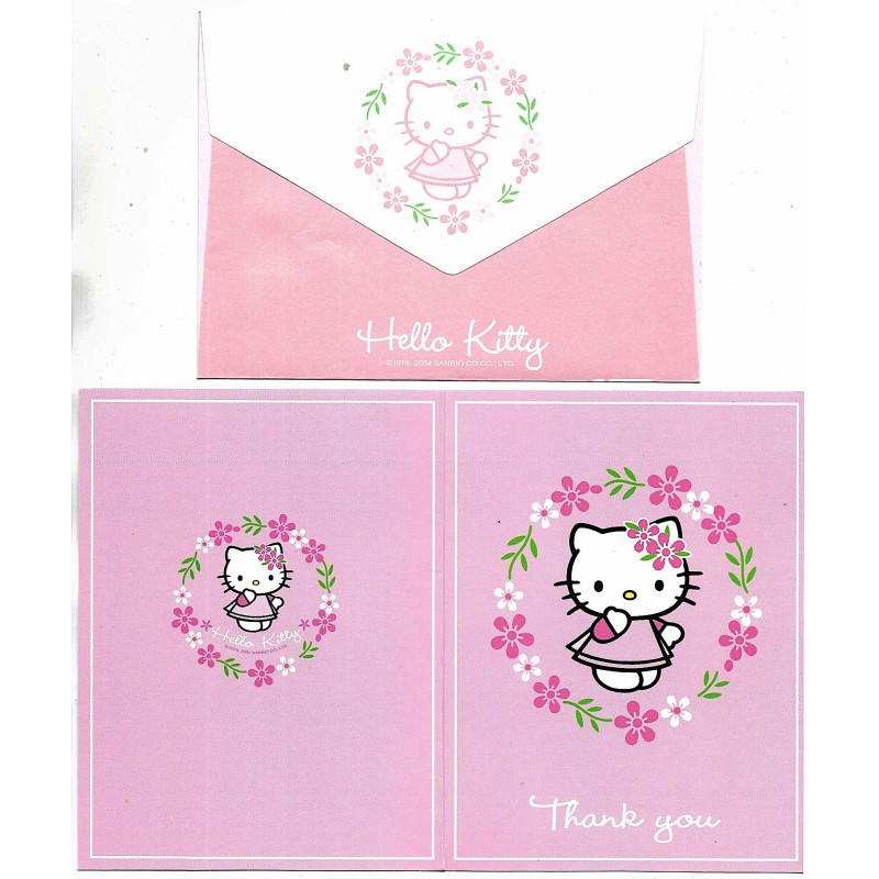 Ano 2004. Kit 2 Thank You Cards Hello Kitty Flowers SANRIO