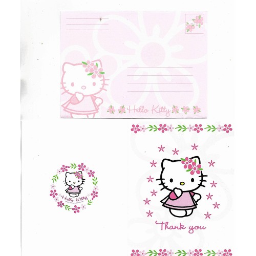 Ano 2004. Kit 2 Thank You Cards Hello Kitty Flowers SANRIO