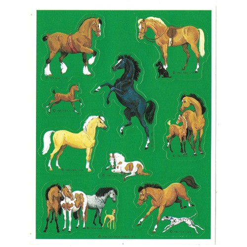 Cartela de Adesivos Horses Hallmark 1984