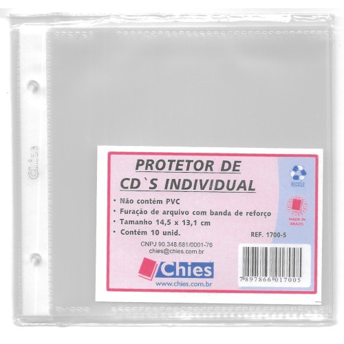 Refil Plástico Grosso Protetor de CD's Individual Chies