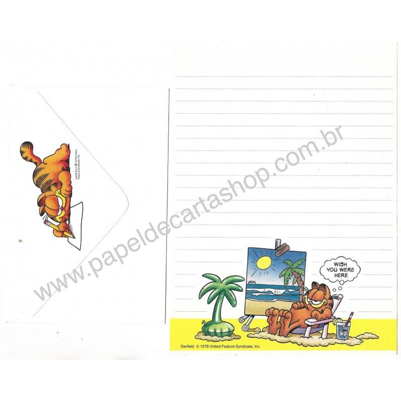 Conjunto de Papel de Carta Garfield Wish You Were Here CP - Paws