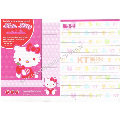 Ano 2004. Conjunto de Papel de Carta Hello Kitty Col 1 Sanrio