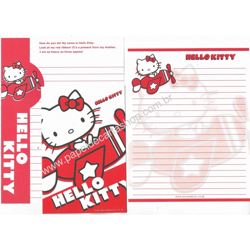 Ano 2004. Conjunto de Papel de Carta Hello Kitty Col 3 Sanrio