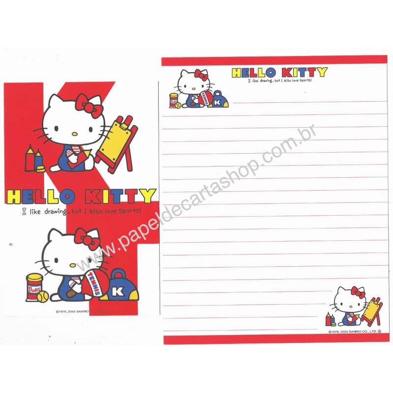 Ano 2004. Conjunto de Papel de Carta Hello Kitty Col 4 Sanrio