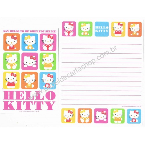 Ano 2004. Conjunto de Papel de Carta Hello Kitty Col 5 Sanrio