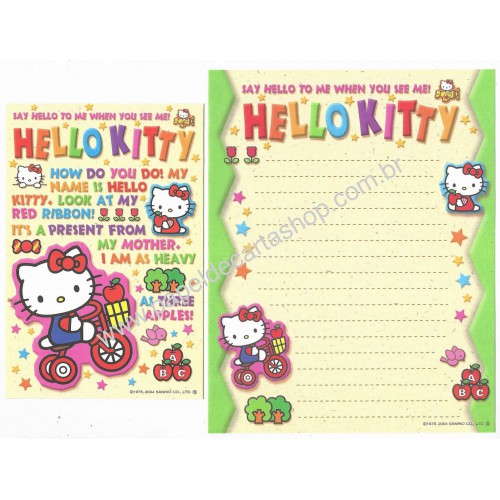 Ano 2004. Conjunto de Papel de Carta Hello Kitty Col 9 Sanrio