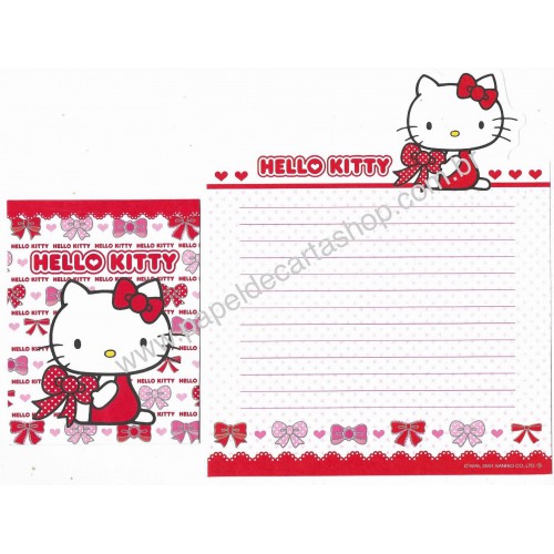 Ano 2004. Conjunto de Papel de Carta Hello Kitty Ribbon 1 Sanrio