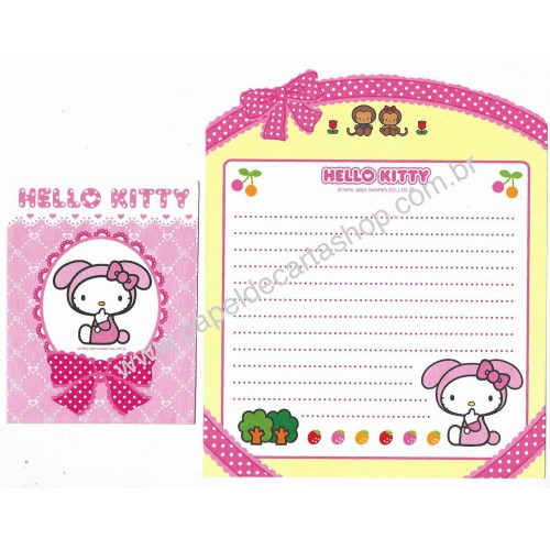 Ano 2004. Conjunto de Papel de Carta Hello Kitty Ribbon 4 Sanrio