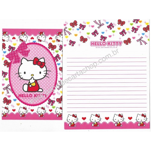 Ano 2004. Conjunto de Papel de Carta Hello Kitty Ribbon 5 Sanrio