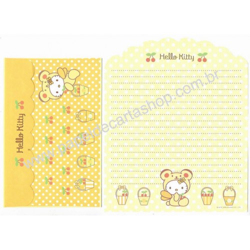 Ano 2006. Conjunto de Papel de Carta Hello Kitty Bear CAM - Sanrio