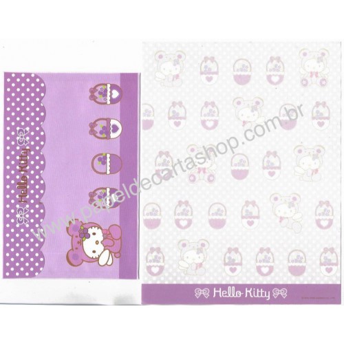 Ano 2006. Conjunto de Papel de Carta Hello Kitty Bear2 CLL - Sanrio
