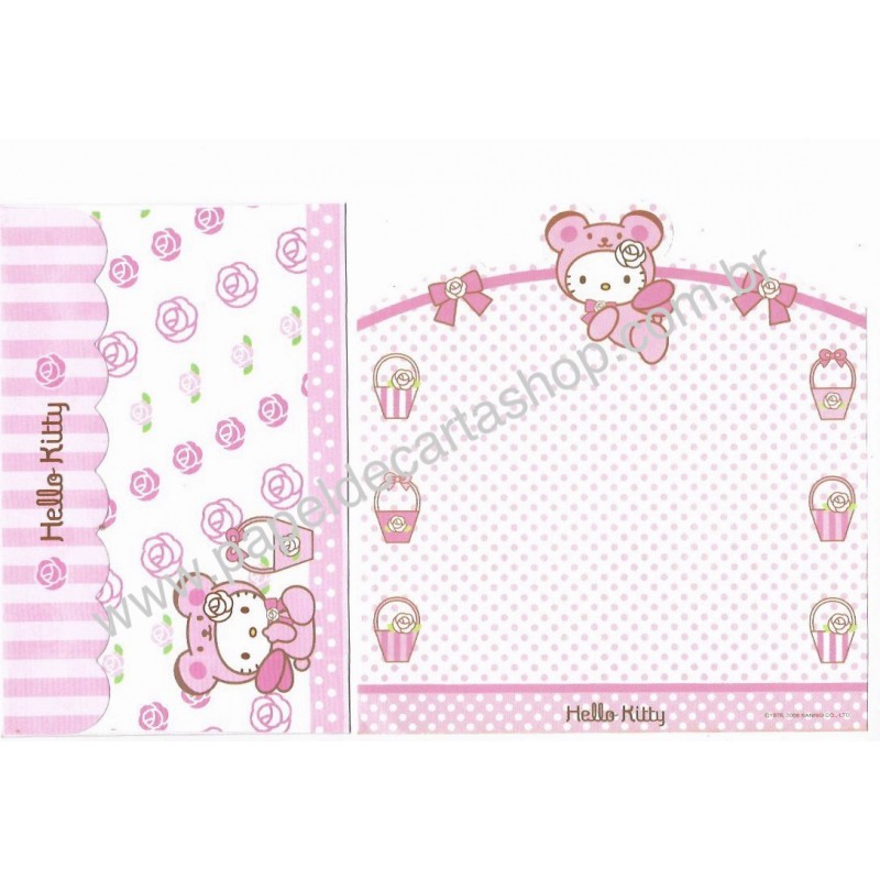 Ano 2006. Conjunto de Papel de Carta Hello Kitty Bear2 CLR - Sanrio