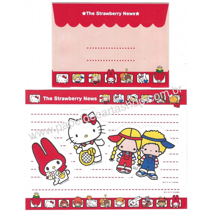 Ano 2010. Conjunto de Papel de Carta The Strawberry News CVM Sanrio