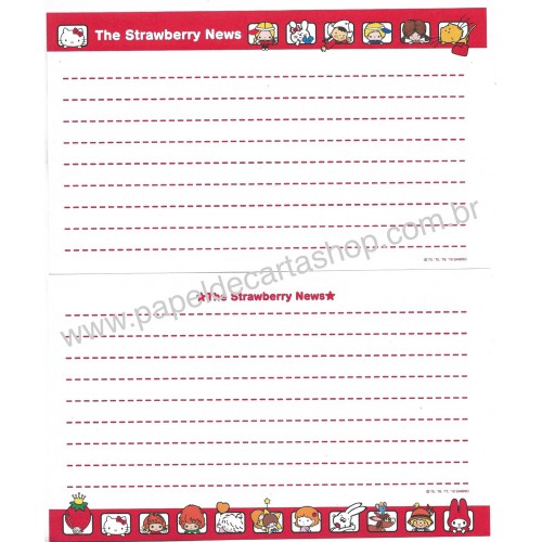 Ano 2010. Conjunto de Papel de Carta The Strawberry News CVM Sanrio