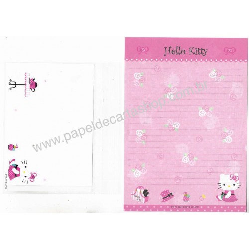 Ano 2008. Kit 2 Conjuntos Papel de Carta Hello Kitty French Sanrio