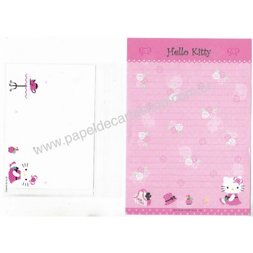 Ano 2008. Kit 2 Conjuntos Papel de Carta Hello Kitty French Sanrio