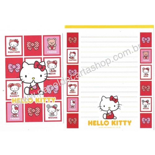 Ano 2005. Conjunto de Papel de Carta Hello Kitty Ribbon 2.3 Sanrio