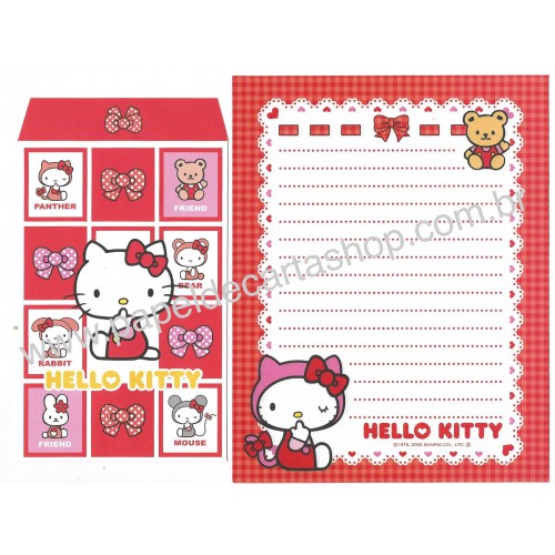 Ano 2005. Conjunto de Papel de Carta Hello Kitty Ribbon 2.5 Sanrio