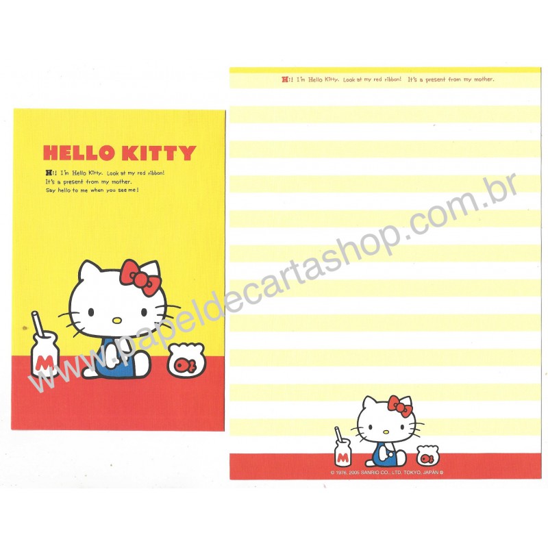 Ano 2005. Conjunto de Papel de Carta Hello Kitty 05 Sanrio