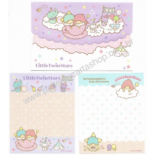 Ano 2014. Conjunto de Mini Papel de Carta Little Twin Stars Heavens Sanrio