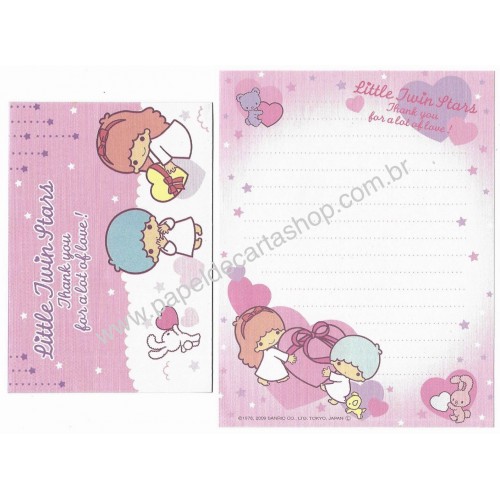 Ano 2009. Conjunto de Mini-Papel de Carta Little Twin Stars P1 Sanrio