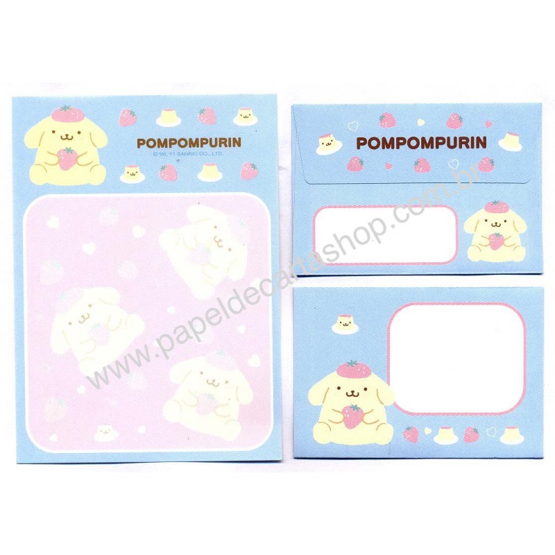 Ano 2011. Conjunto de Mini-Papel de Carta PomPomPurin - Sanrio