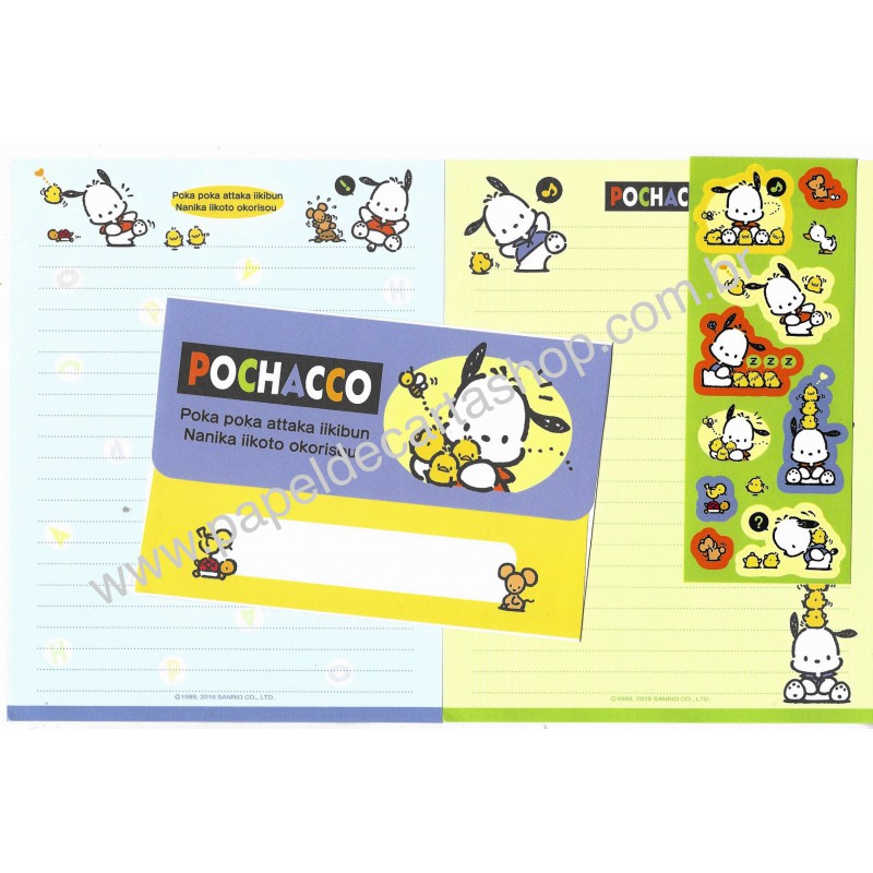 Ano 2016. Conjunto de Papel de Carta Pochacco ADE Sanrio