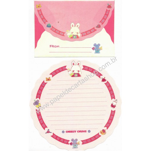 Ano 1991. Conjunto de Papel de Carta Cheery Chums Vintage Sanrio