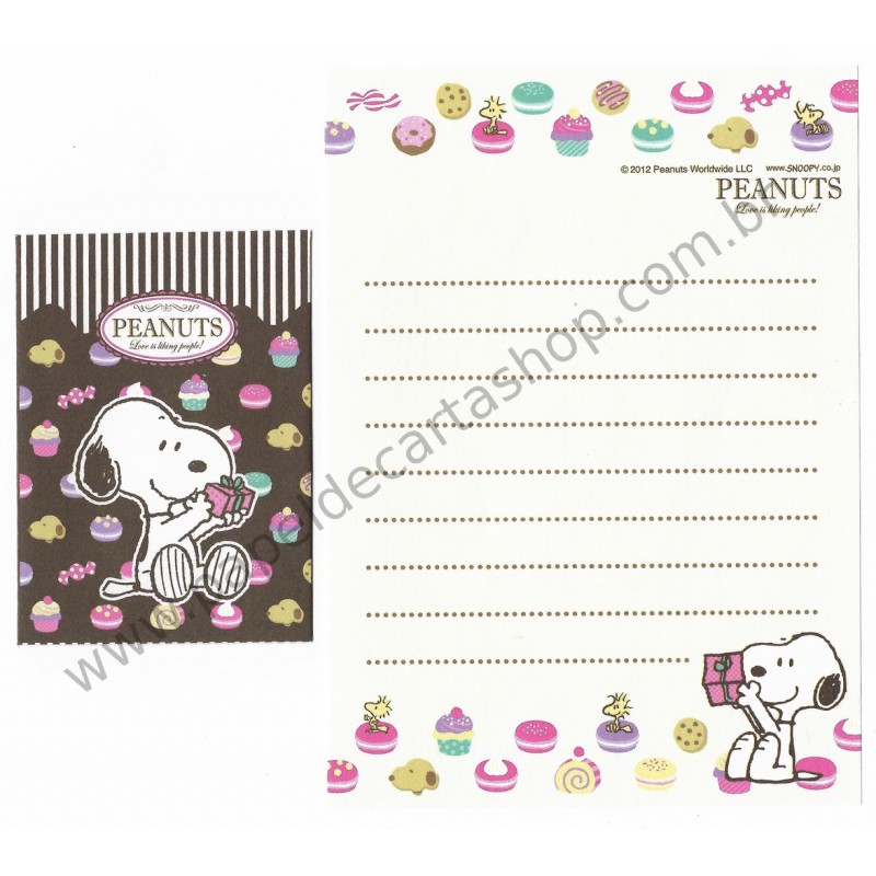 Conjunto de Mini-Papel de Carta SNOOPY Cupcakes Peanuts