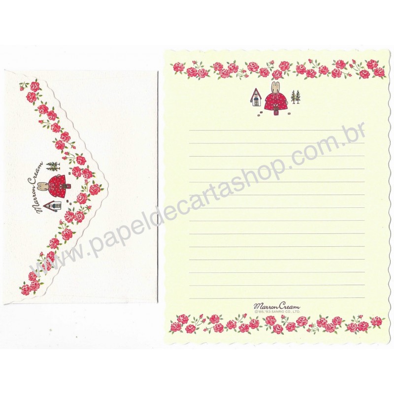 Ano 1993. Conjunto de Papel de Carta Marron Cream CRS Vintage Sanrio