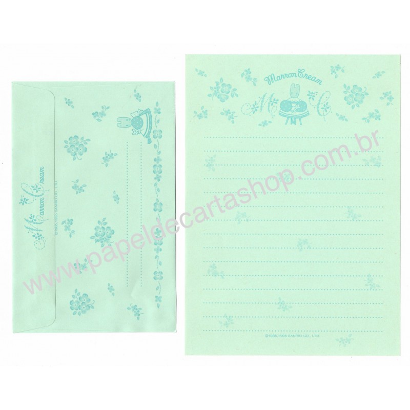 Ano 1995. Conjunto de Papel de Carta Marron Cream CGRD Vintage Sanrio