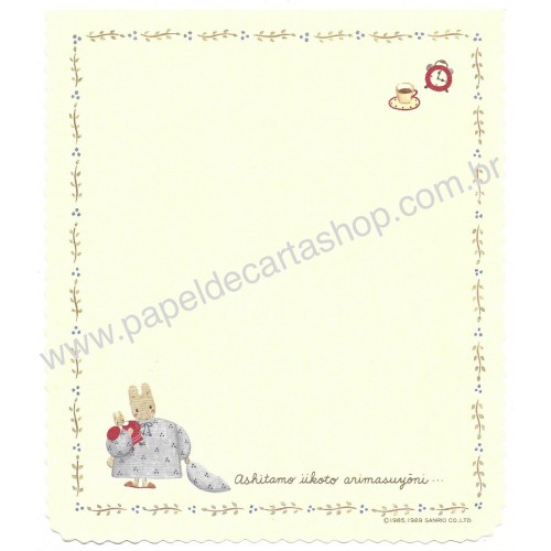 Ano 1989. Conjunto de Papel de Carta Marron Cream TRIO Vintage Sanrio