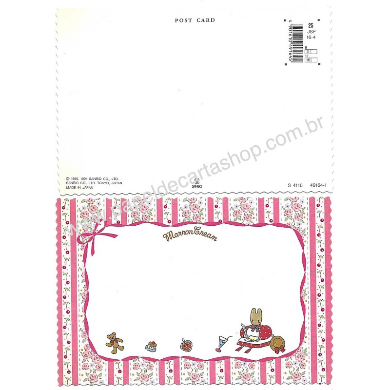 Ano 1994. Postcard Cartão Postal Marron Cream CRS Vintage Sanrio