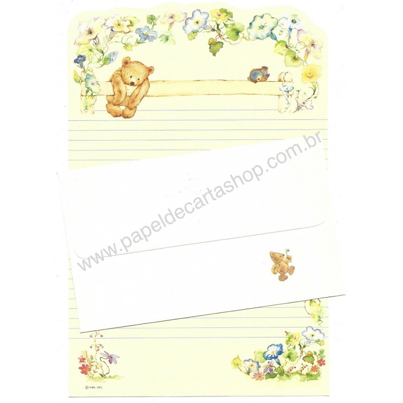 Conjunto de Papel de Carta Antigo Importado Mary Hamilton BEAR 07 Hmk