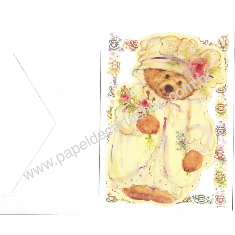 Conjunto de Papel de Carta Antigo Importado Mary Hamilton BEAR 08 Hmk