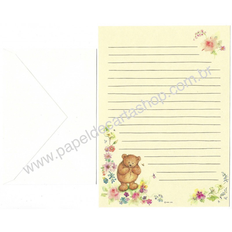 Conjunto de Papel de Carta Antigo Importado Mary Hamilton Bear CRE