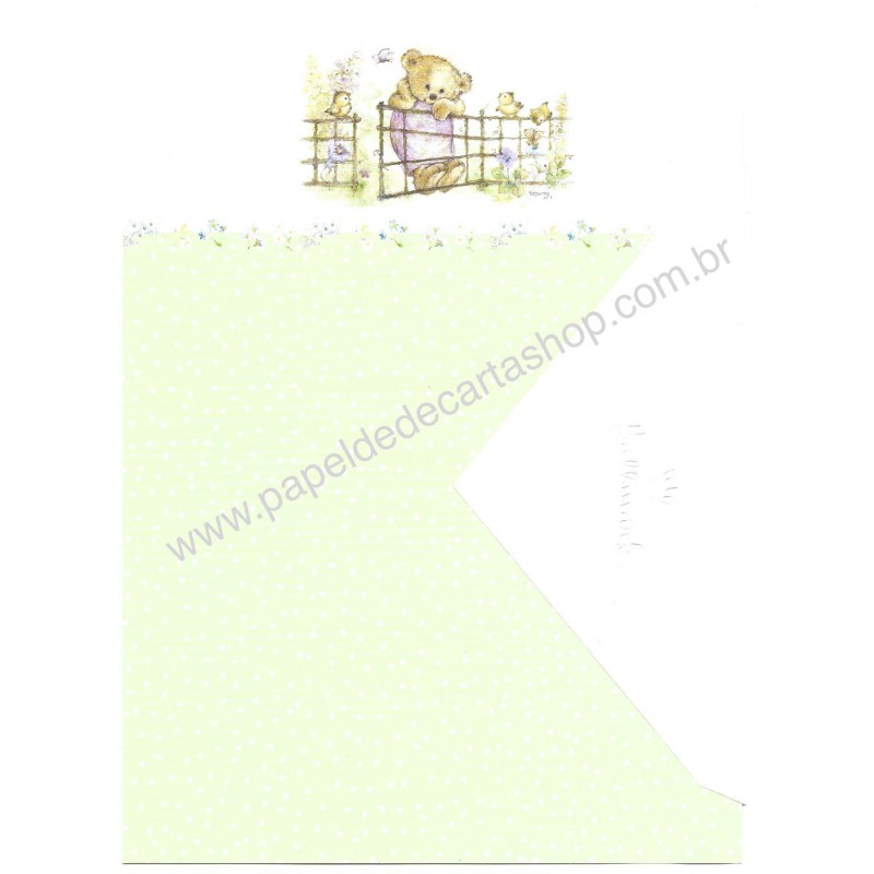 Conjunto de Papel de Carta Antigo Importado Mary Hamilton Bear CVD