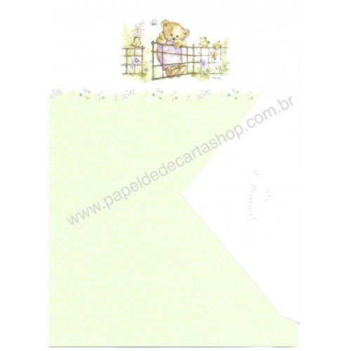 Conjunto de Papel de Carta Antigo Importado Mary Hamilton Bear CVD