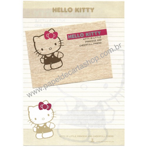 Ano 1987. Conjunto de Papel de Carta Hello Kitty Gold Sanrio