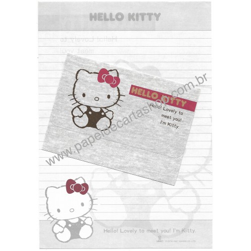 Ano 1987. Conjunto de Papel de Carta Hello Kitty Silver Sanrio