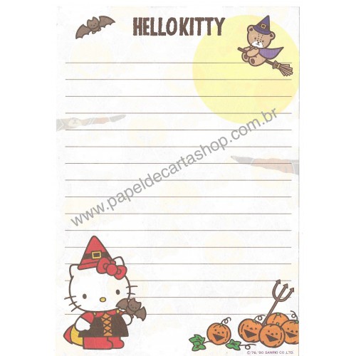 Ano 1990. Conjunto de Papel de Carta Hello Kitty Halloween Sanrio