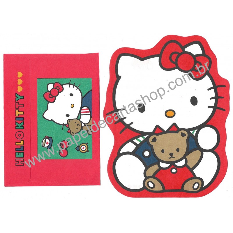 Ano 1991. Conjunto de Papel de Carta Hello Kitty & Bear Sanrio