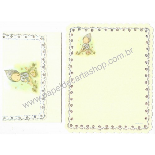 Conjunto de Papel de Carta Importado Betsey Clark Lilás Hallmark