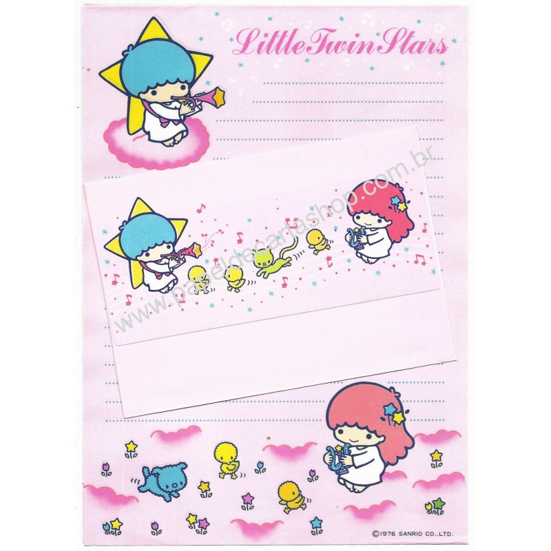 Ano 1976 Conjunto de Papel de Carta Little Twin Stars Music Sanrio